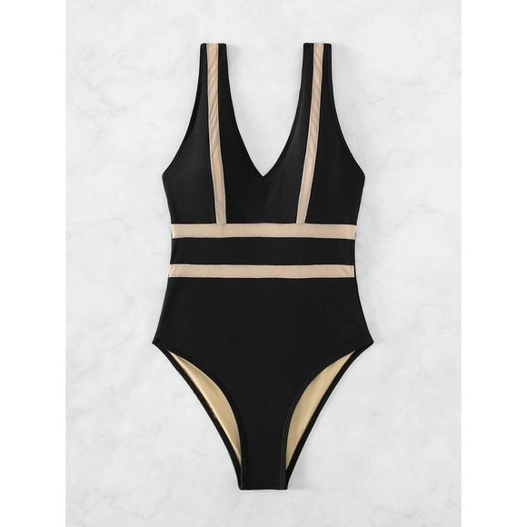 SHEIN Contrast Tape One Piece Swimsuit S - Picture 6 of 6